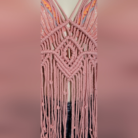 Gorgeous salmon pink macrame beach cover-up/festival dress - Picture 9 of 9